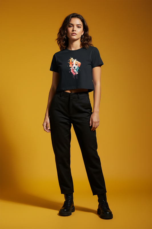 Cute Puppy Women Crop Tee