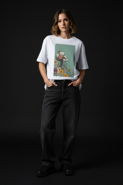 White tee - Woman - Black background