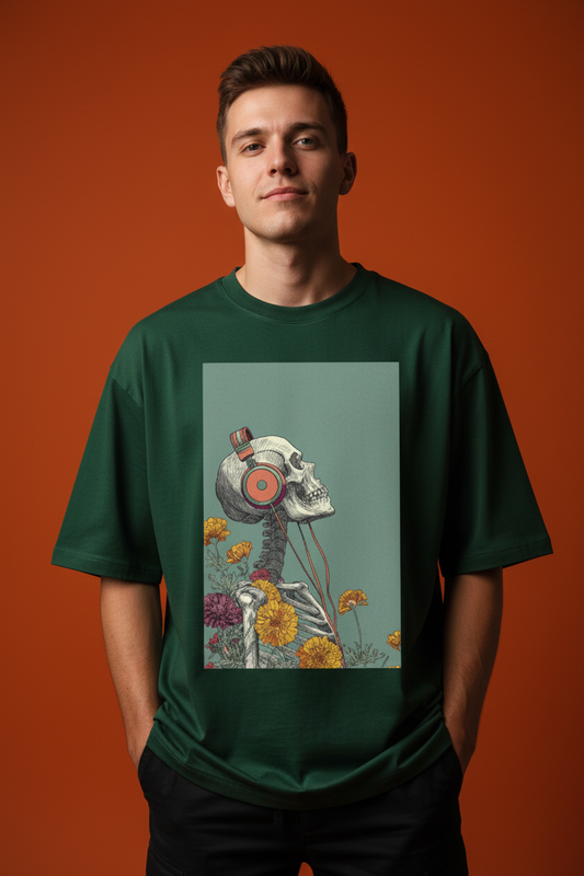 Green tee - Man - Orange background