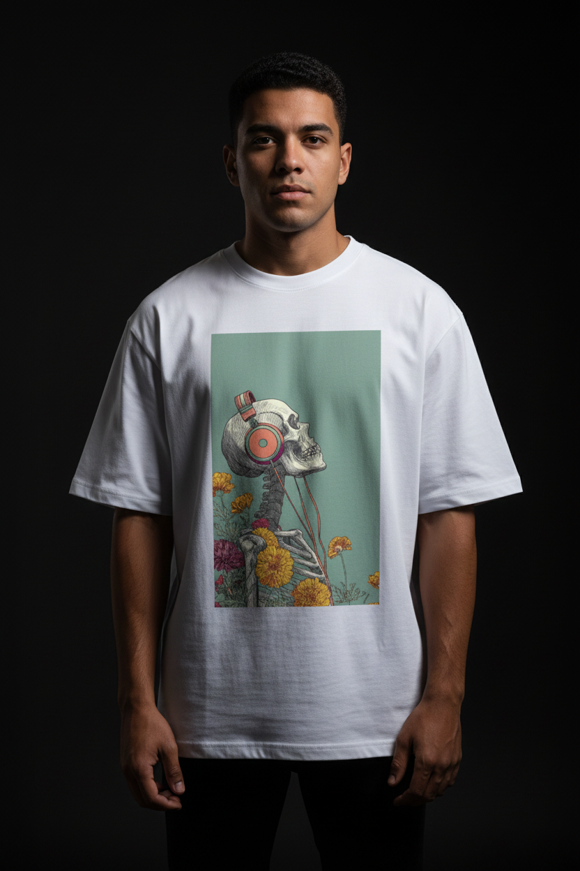 White tee - Man - Black background