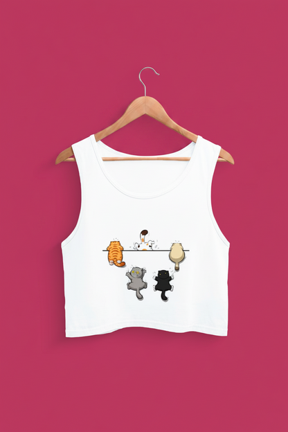 Cats Hanging Women Crop Tank