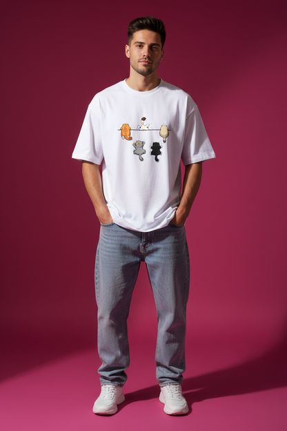 Cats Falling Unisex Oversized Standard T-Shirt