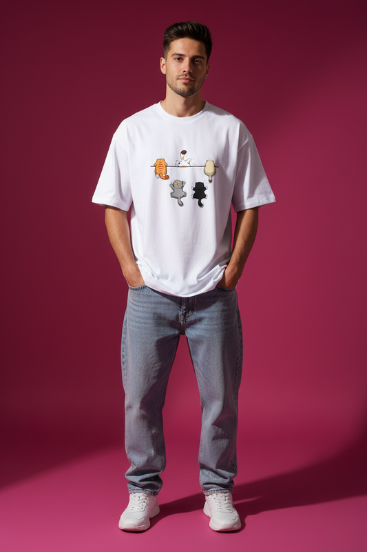 Cats Falling Unisex Oversized Standard T-Shirt