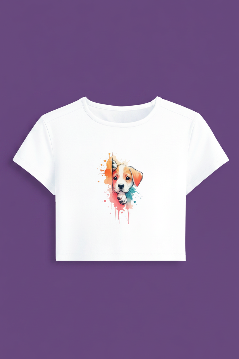 Cute Puppy Women Crop Tee