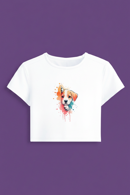 Cute Puppy Women Crop Tee