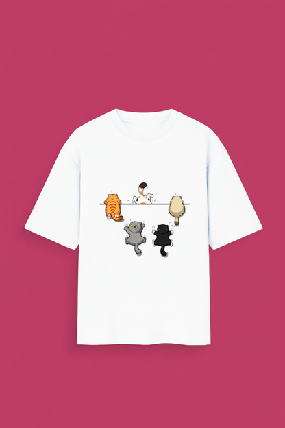 Cats Falling Unisex Oversized Standard T-Shirt