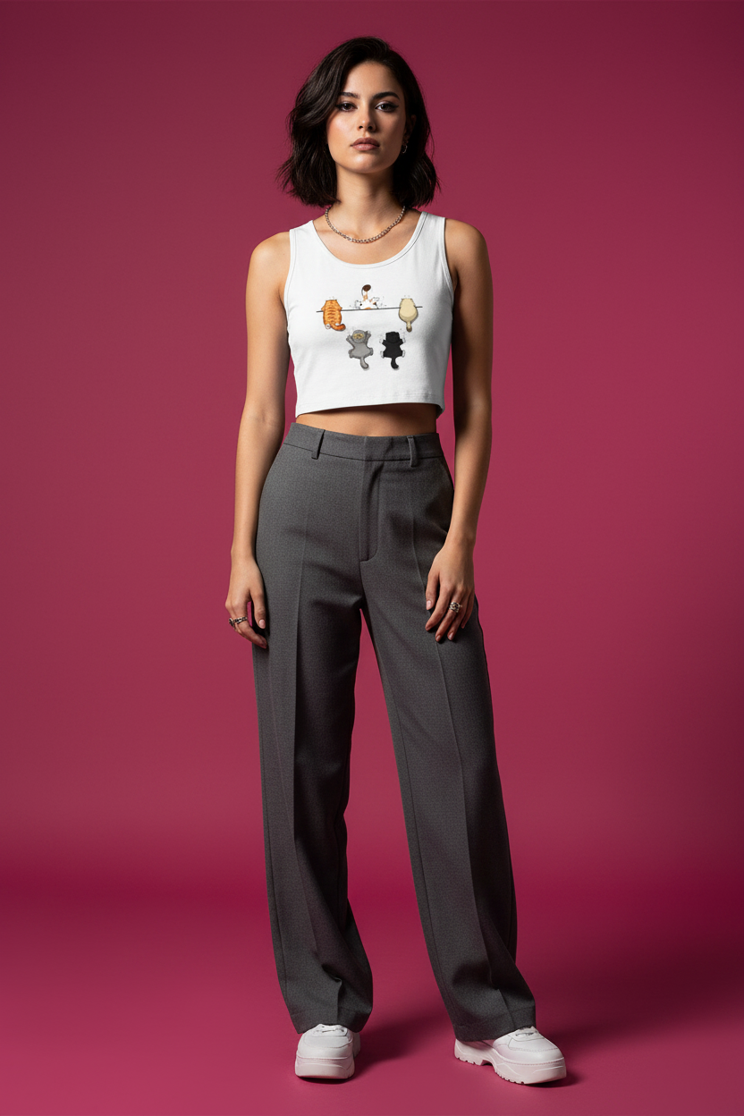 Cats Hanging Women Crop Tank