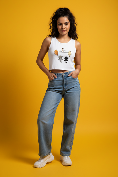 Cats Hanging Women Crop Tank